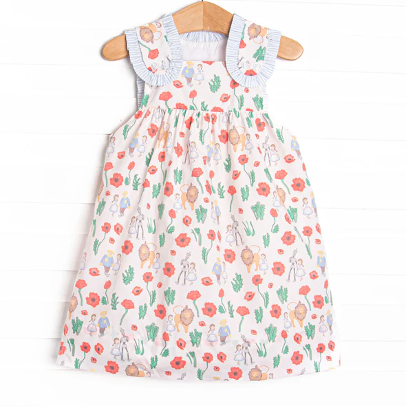 (Custom Design Preorder MOQ 5) Cartoon Characters Flowers Print Girls Summer Dress