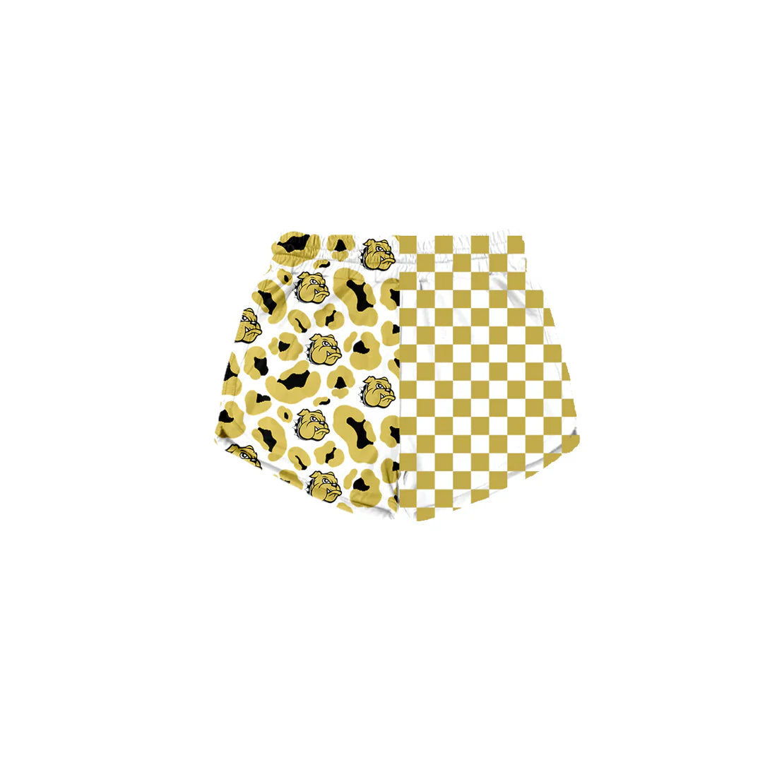 (Custom Preorder MOQ 5) Baby Girls Yellow Checked Leopard Bulldogs Team Shorts Bottom