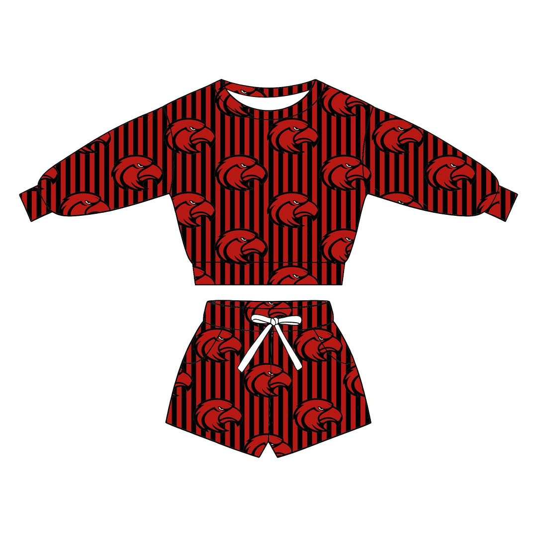 (Custom Design Preorder MOQ 5) Teams Cutter Morning Star Stripes Long Sleeve Top Pockets Shorts Mommy and Me Outfits