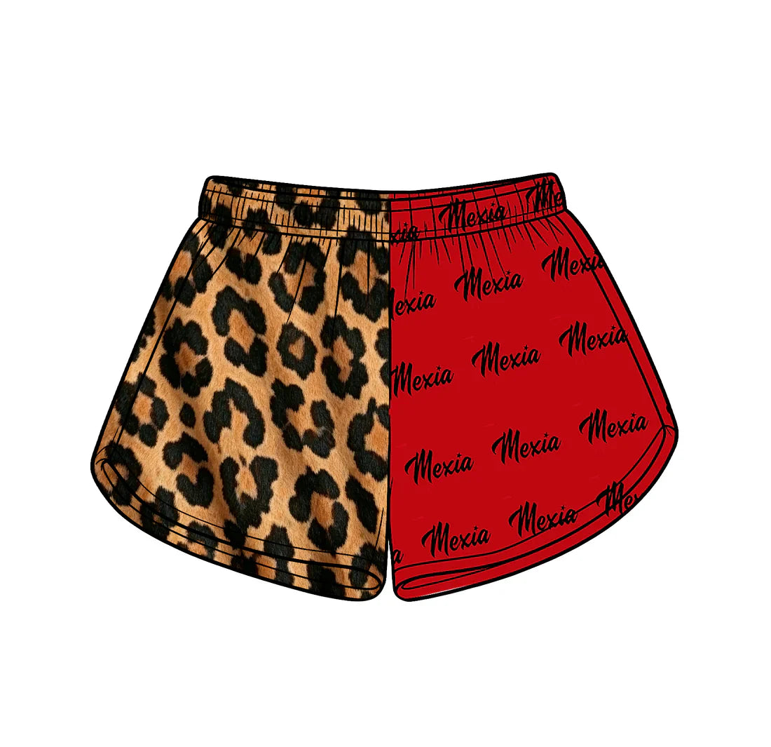 (Custom Preorder MOQ 5) Baby Girls Leopard Mexia Team Shorts Bottom