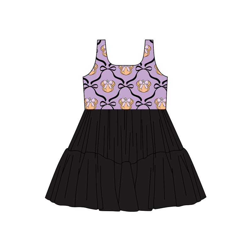 (Custom Design Preorder MOQ 5) Pumpkin Bows Girls Sleeveless Fall Tulle Dress