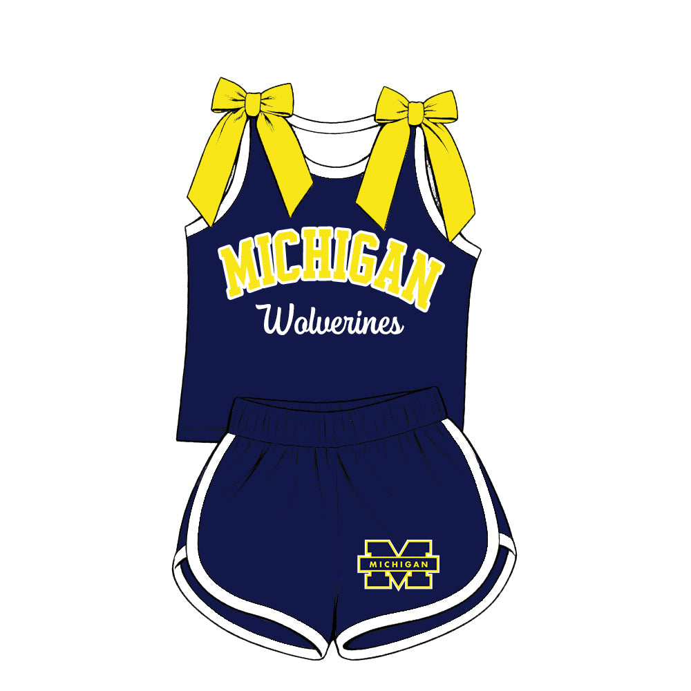 (Custom Design Preorder MOQ 5) Sport Teams Michigan Purple Tank Top with Shorts Outfit
