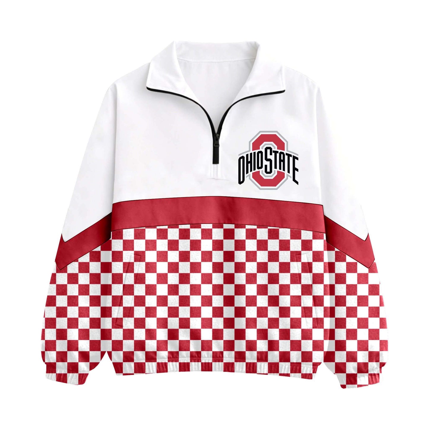 (Custom Design Preorder MOQ 5) Ohio State Print Girls & Women Sports Team Long Sleeve Zipper Pullover