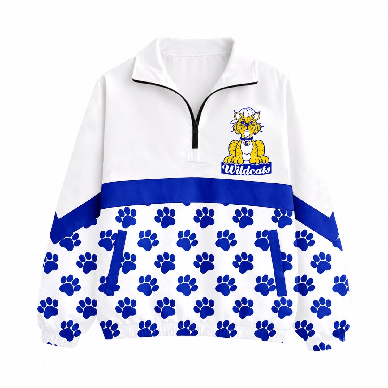 (Custom Design Preorder MOQ 5) Woldcats Print Girls & Women Sports Team Long Sleeve Zipper Pullover