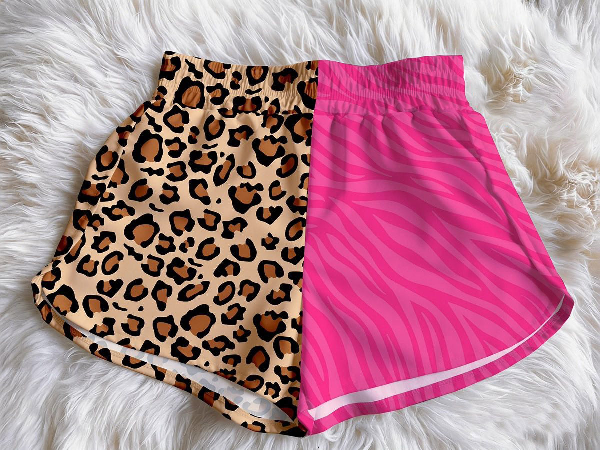 (Custom Design Preorder MOQ 5) Leopard Pink Print Baby Girls & Woman Summer Bottom Shorts