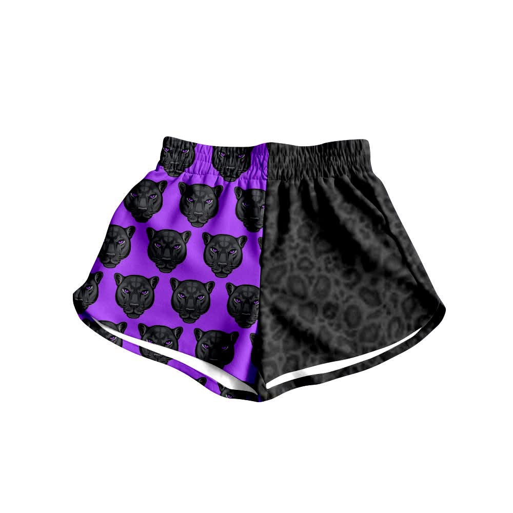 (Custom Design Preorder MOQ 5) Girls & Women Panther +Leopard Sports Bottom Shorts