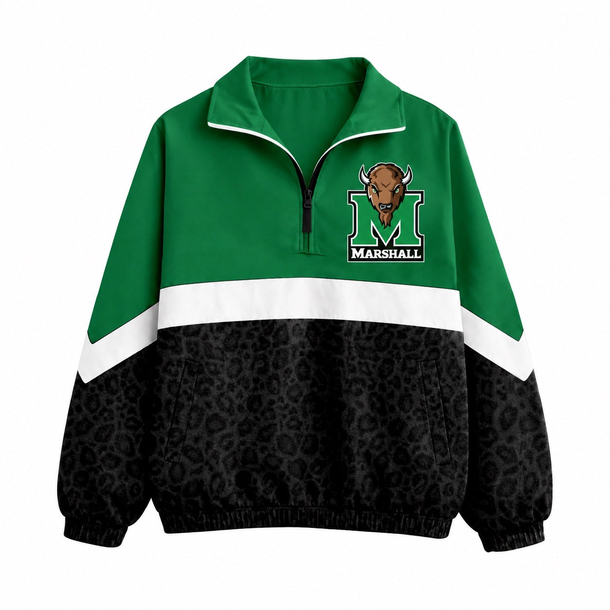 (Custom Design Preorder MOQ 5) Marshall Leopard Print Girls & Women Sports Team Long Sleeve Zipper Pullover Jacket