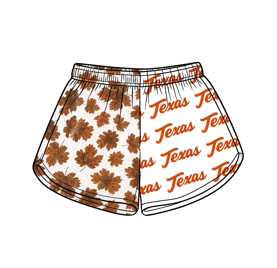 (Custom Preorder MOQ 5) Baby Girls Leaves Texas Team Shorts Bottom