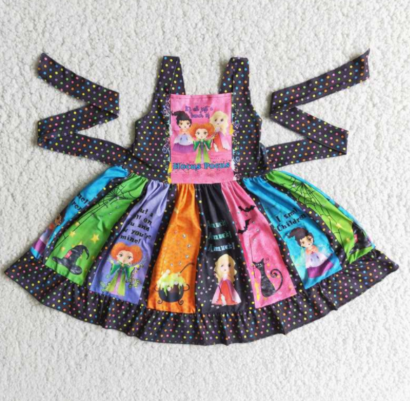Sleeveless twirl dress Halloween design E3-4