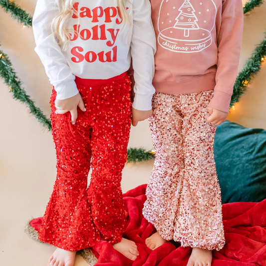 Red sequined bell bottom pants B4-11