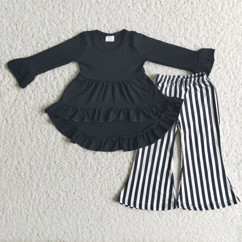 Black high low top match stripe pants outfits 6 A12-28