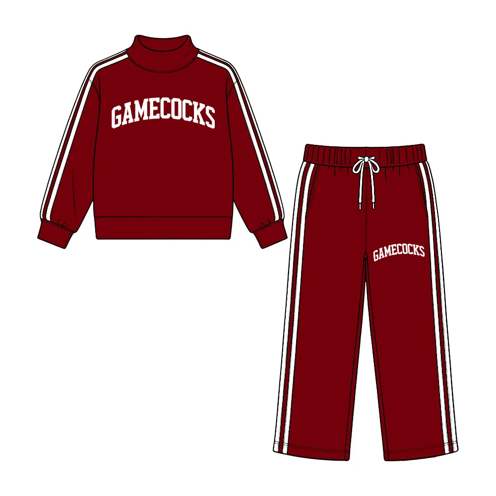 Preorder( 5 MOQ) Baby Girls Gamecocks Mock Neck Top Wide Leg Pants Outfit
