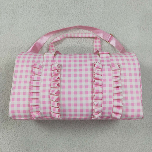 Young Adult Grey Pink Gingham Gym Bags