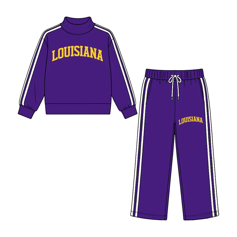 Preorder( 5 MOQ) Baby Girls LUS Purple Mock Neck Top Wide Leg Pants Outfit