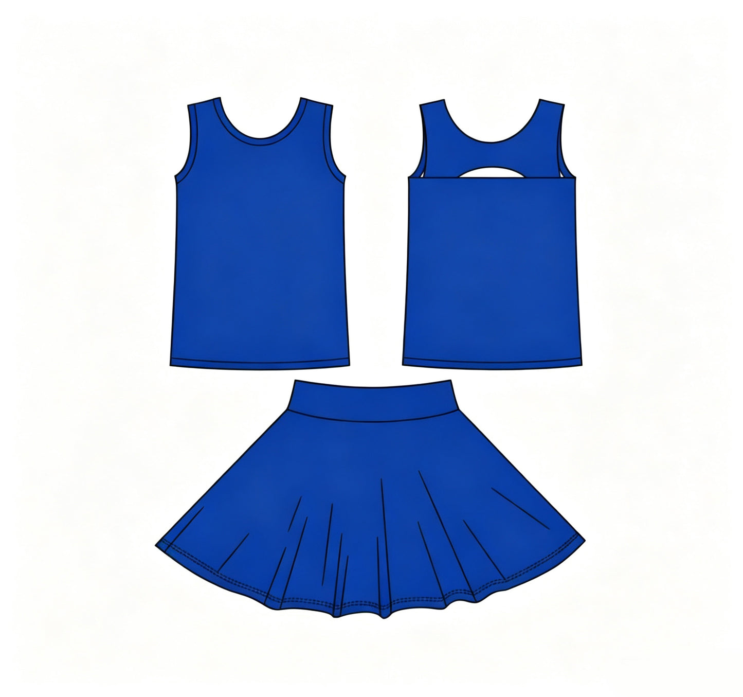 (Custom Design Preorder MOQ 5) Kids Girls Anvy Tank Top with Skort Outfit