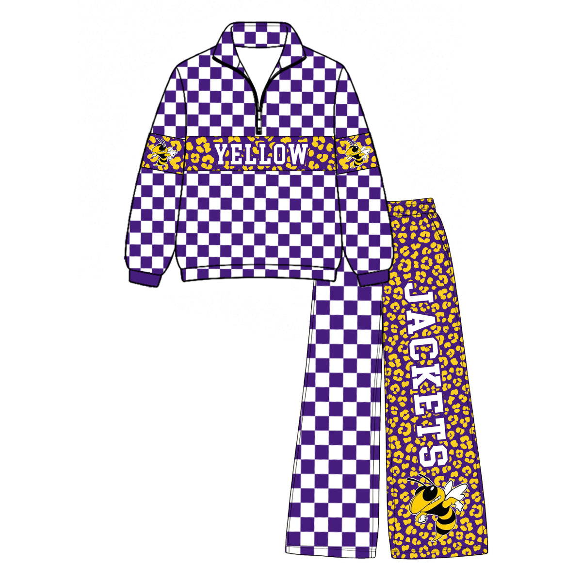 Preorder (5 MOQ) Adult Women Yellow Jacket Print Outfit