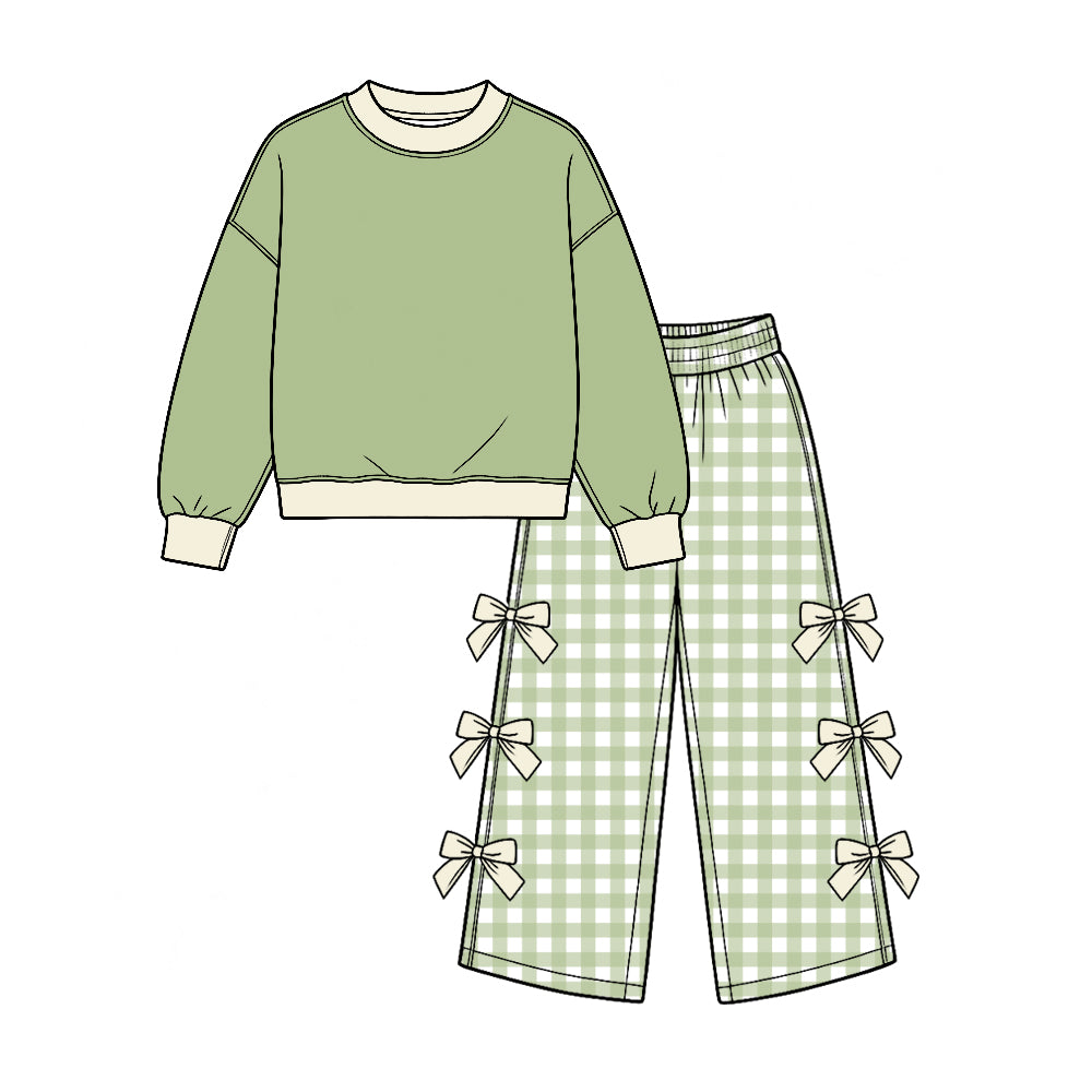 (Custom Design Preorder MOQ 5 Each) Cartoon Princess Blank Cotton Girls Bows Clothes Set Sisters Wear