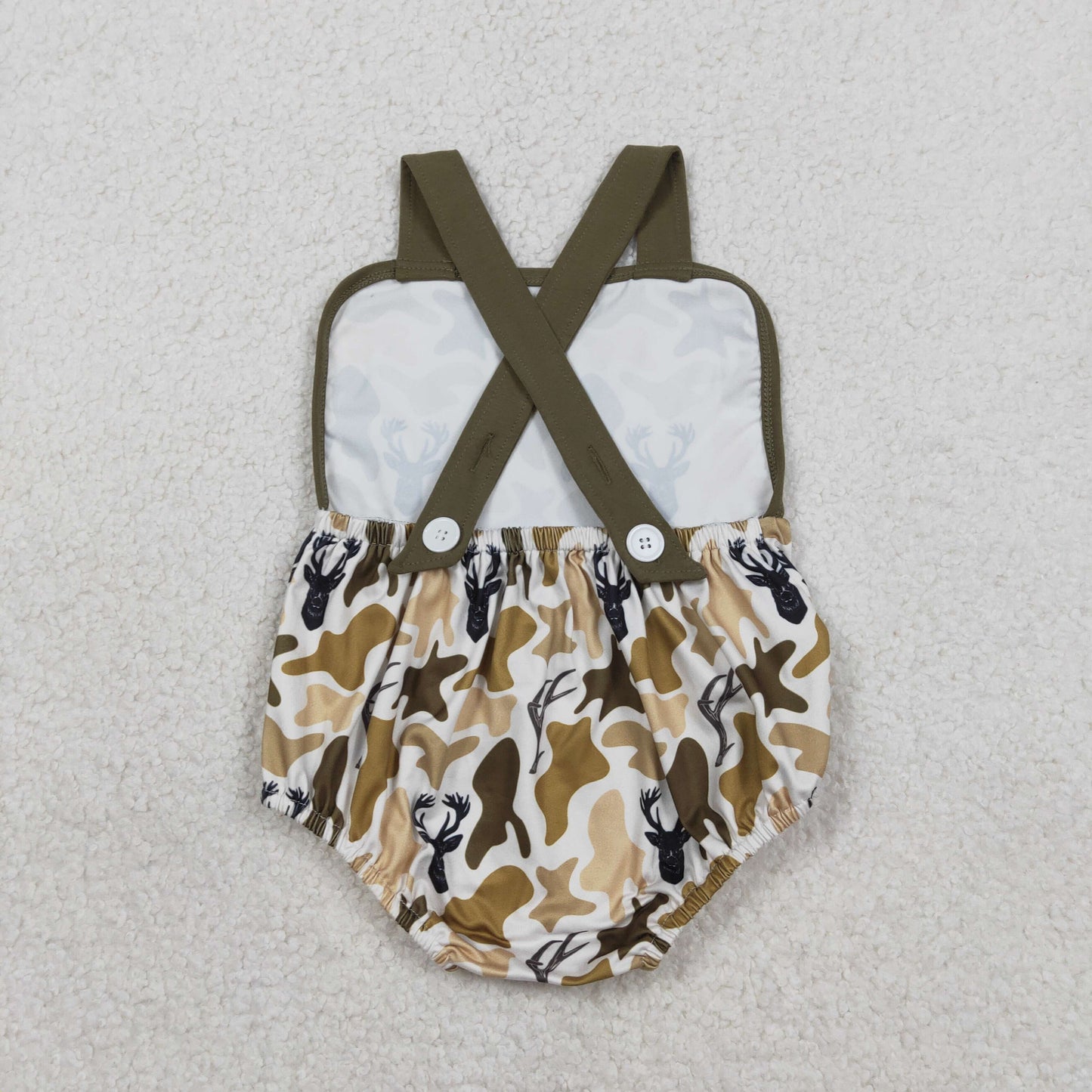 Sibling Baby Boys Shirt Top Deer Camo Pockets Short Hunting Clothes Set Strap Rompers