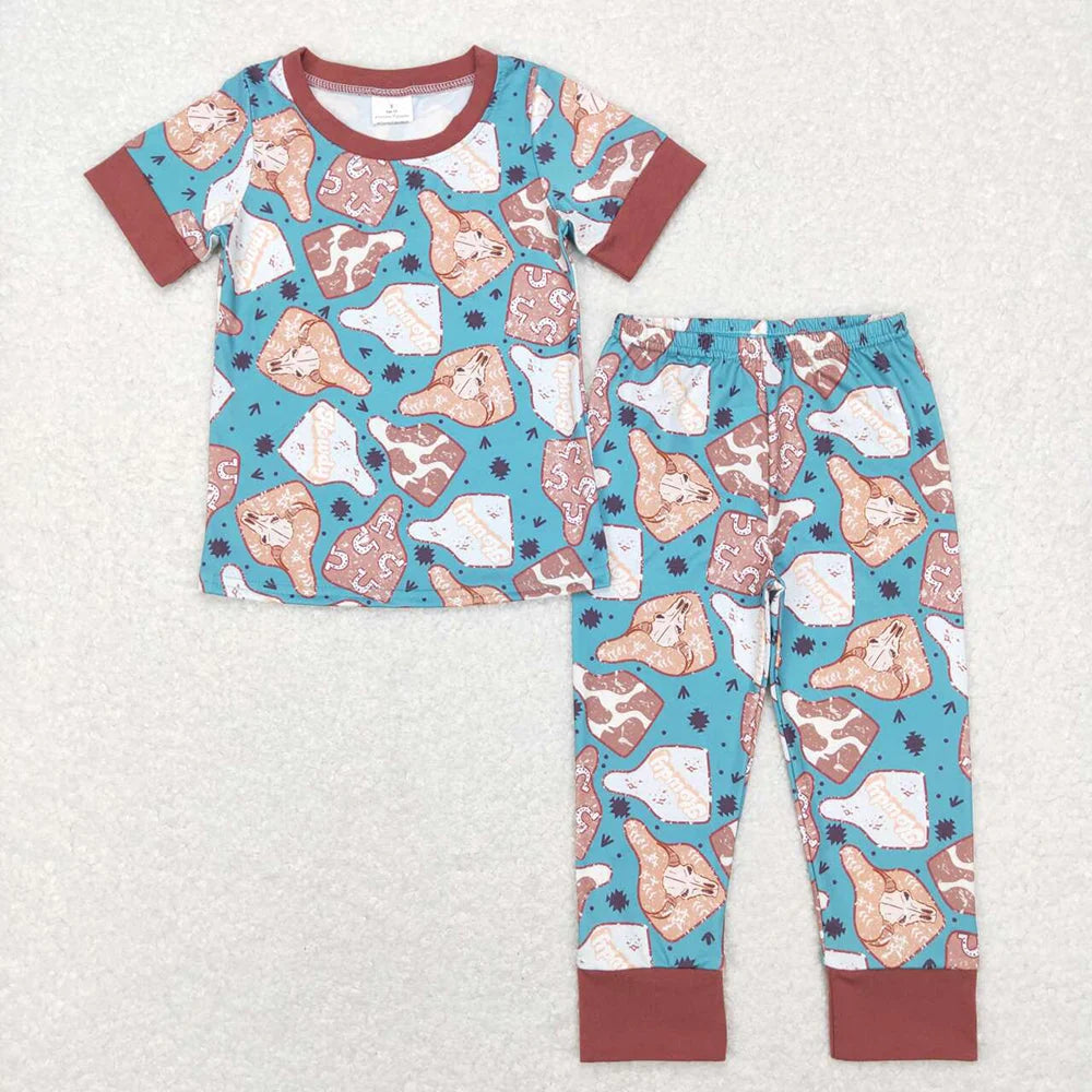 Sibling Baby Boys Western Howdy Rodeo Cactus Short Sleeve Top Pants Outfit