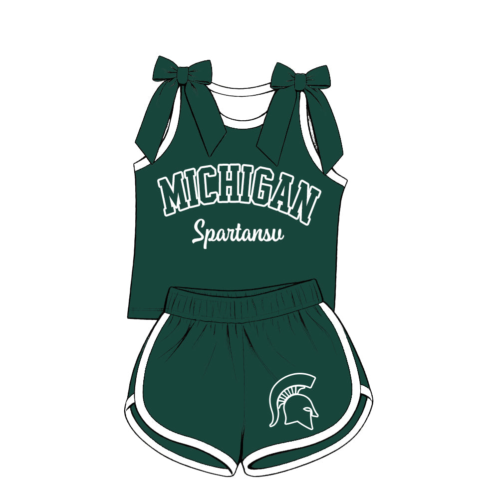 (Custom Design Preorder MOQ 5) Sport Teams Michigan Green Tank Top with Shorts Outfit