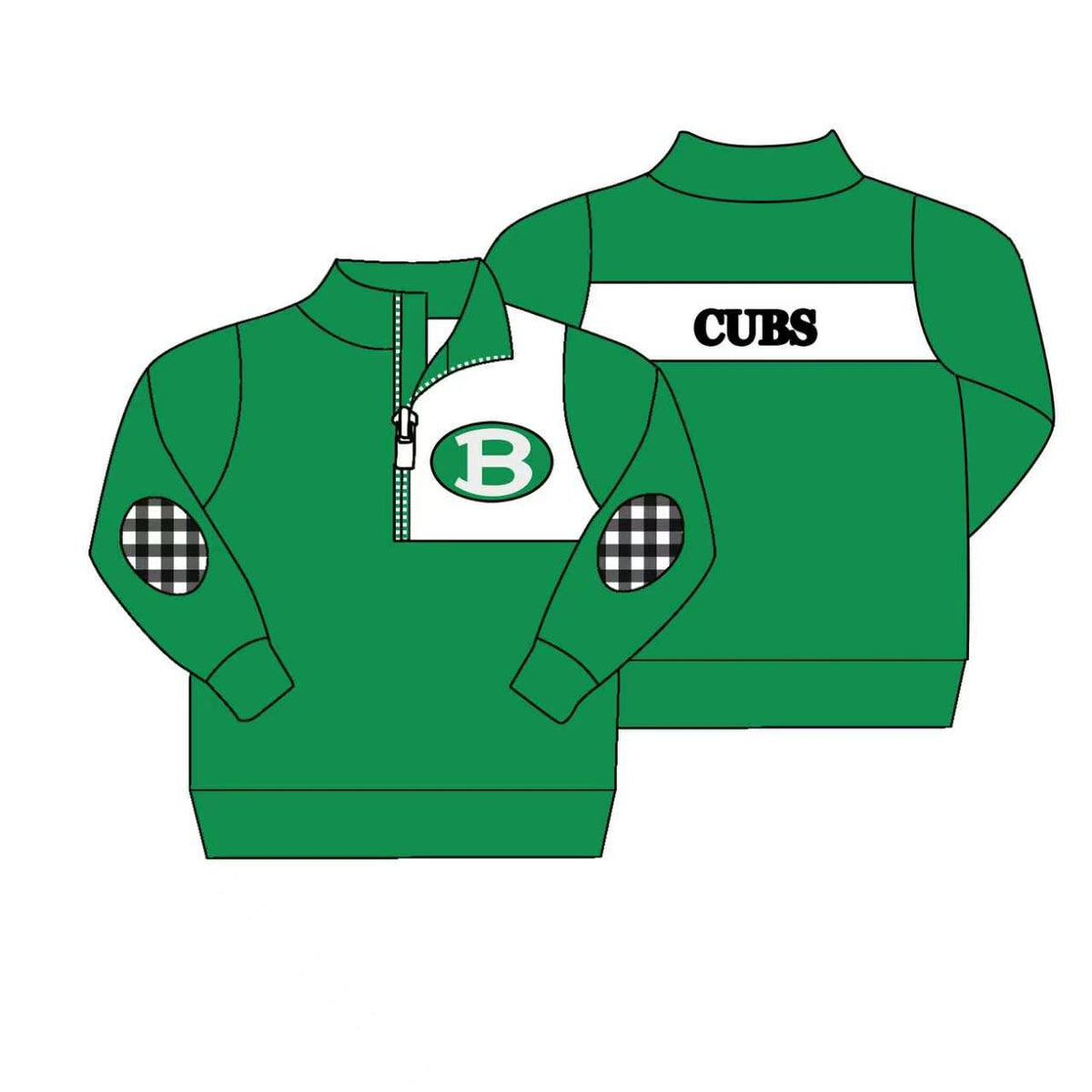 (Custom Design Preorder MOQ 5) Teams Cubs Green Print Kids & Adult Long Sleeve Zipper Pullover Yoga Top