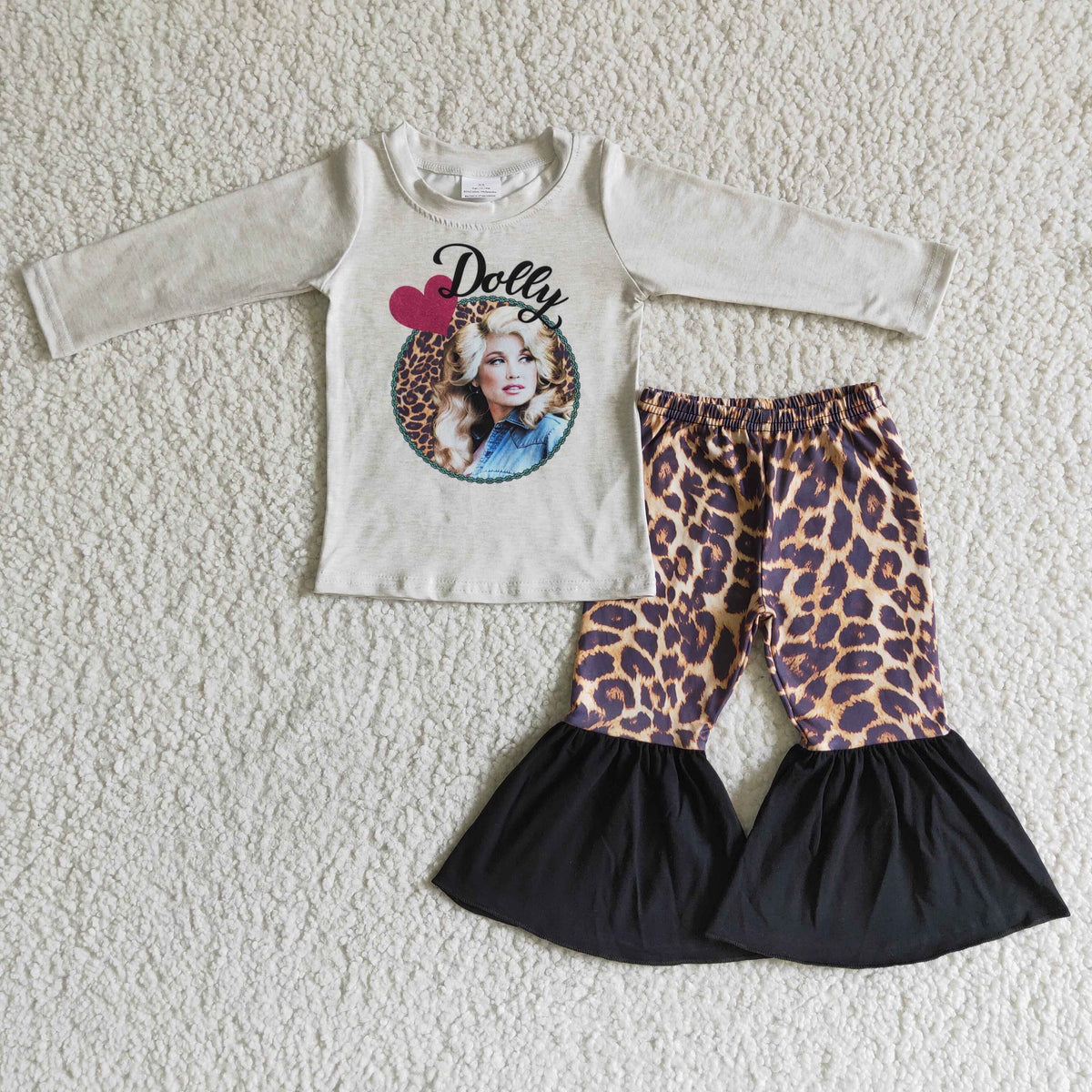 (Promotion) 6 A28-5 Dolly Top Leopard Bell Pants Girls Clothes Set