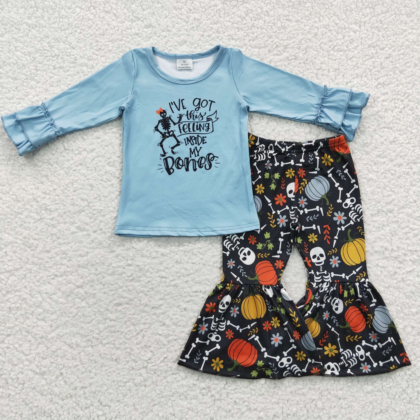 (Promotion) 6 A8-26 I've got this feeling inside my bones blue top bell pants girls Halloween outfits