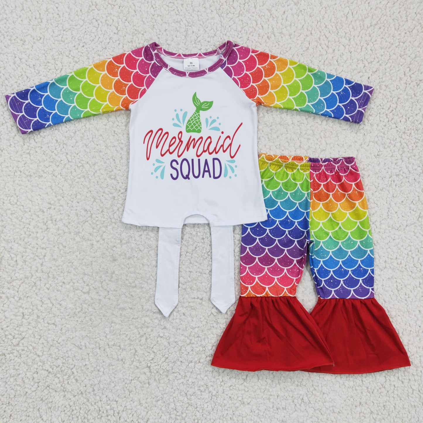 Girls mermaid print bell pants outfits 6 A9-11