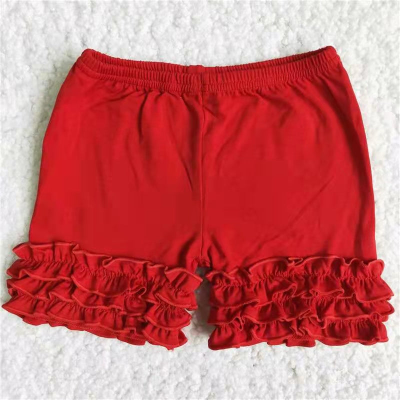 Girls summer red ruffles shorts A16-23