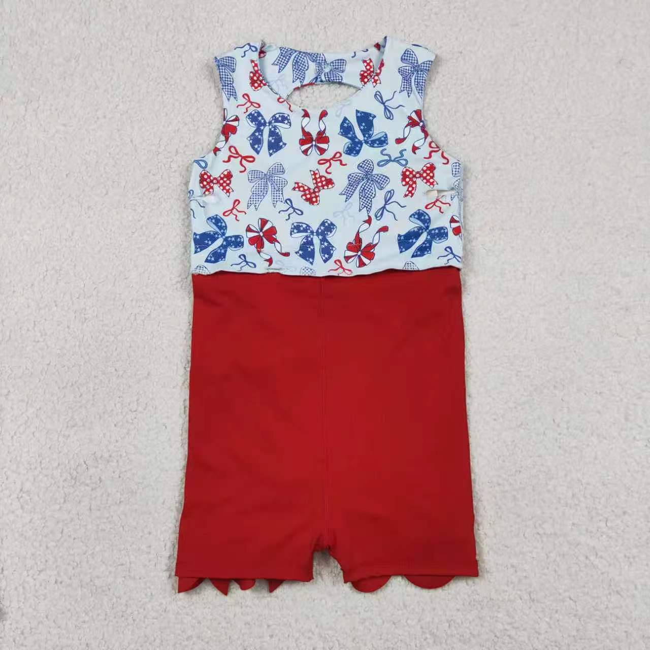 Toddler Girls Sibling July 4th Bow Sleeveless Crop Top & Skort Set Summer Activewear