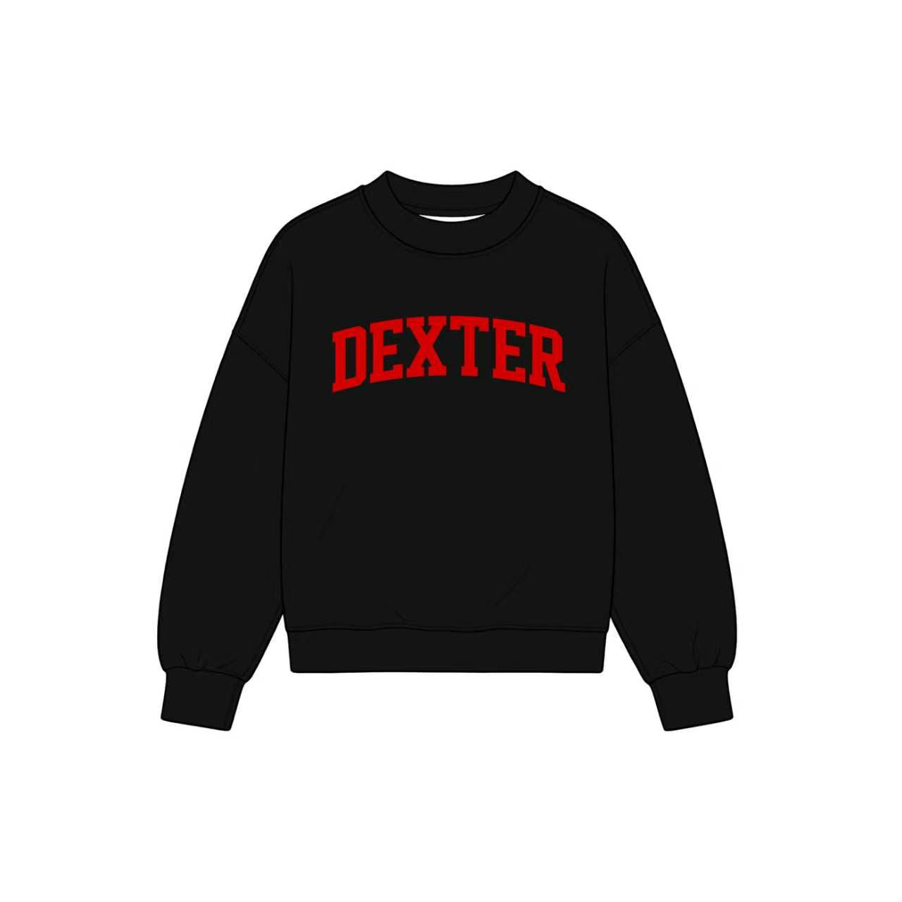 (Custom Design Preorder MOQ 5) Teams Dexter Black Print Kids & Adult Long Sleeve Tee Shirts Top