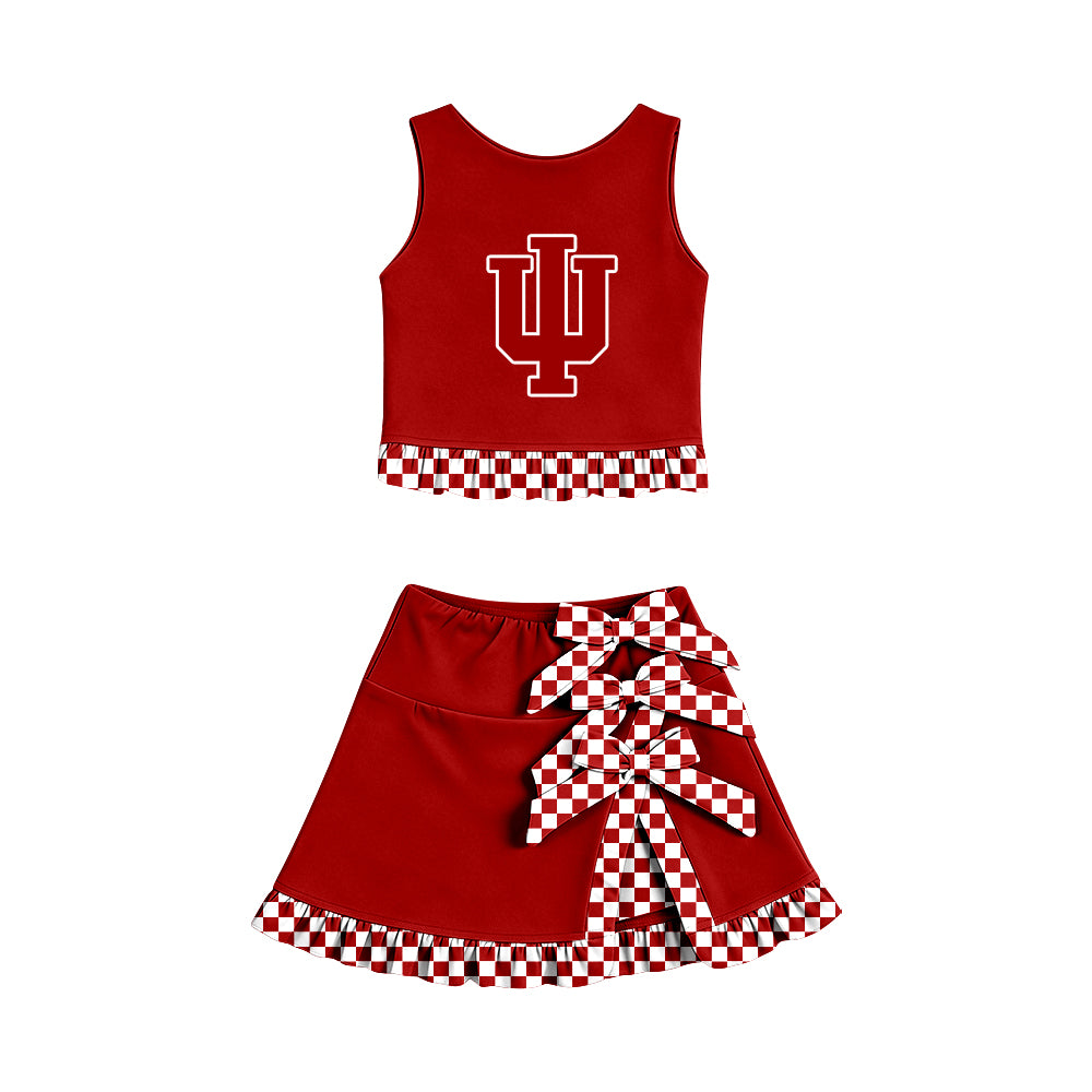 (Custom Design Preorder MOQ 5) Sport Teams Indiana Tank Top With Skirt Yoga Outfit