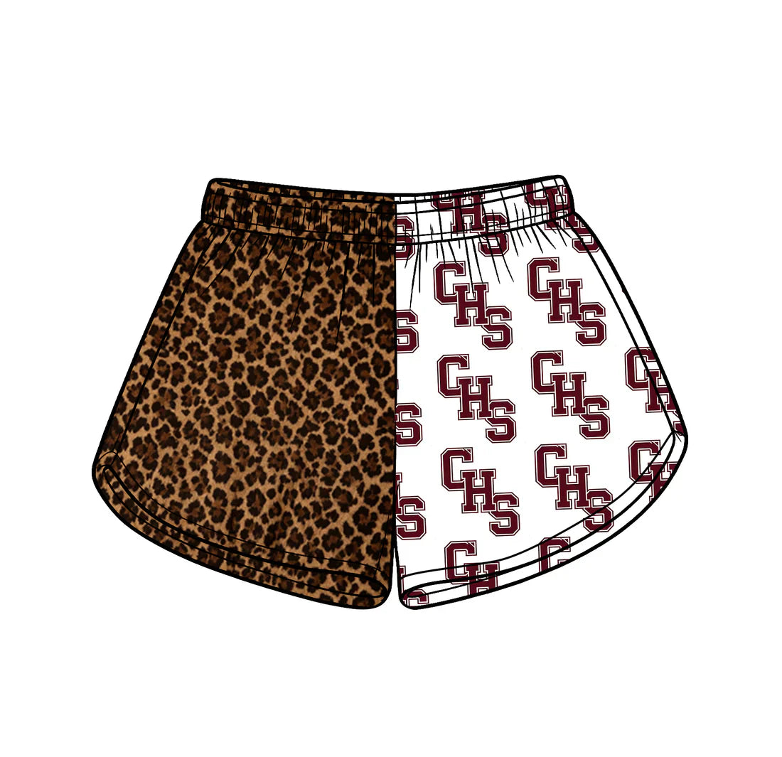 (Custom Preorder MOQ 5) Baby Girls Leopard CHS Team Shorts Bottom