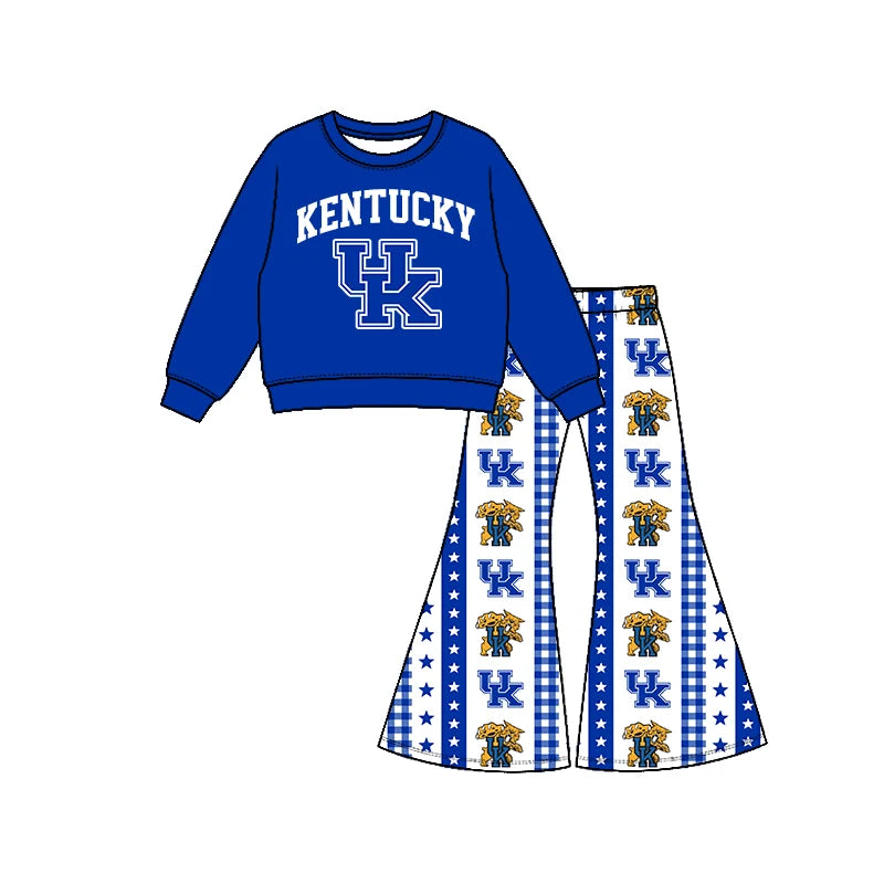 Preorder( 5 MOQ) Baby Girls Sport Team UK Long Sleeve Top Bell Bottom Pants Outfit