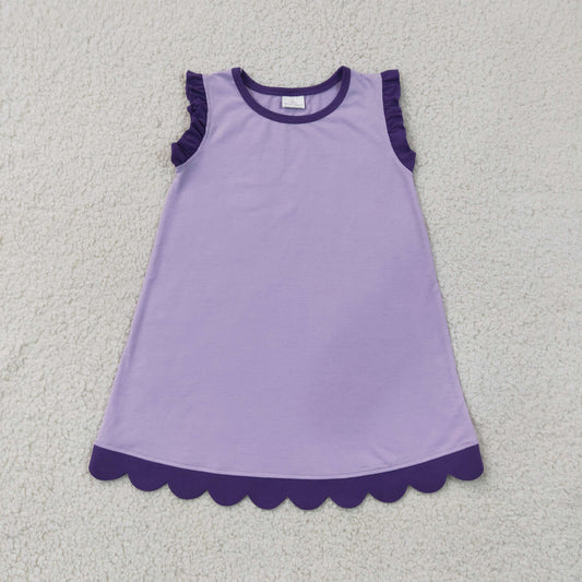 GSD4051 Purple Cotton Scallop Edge Toddler Girls Summer Dress