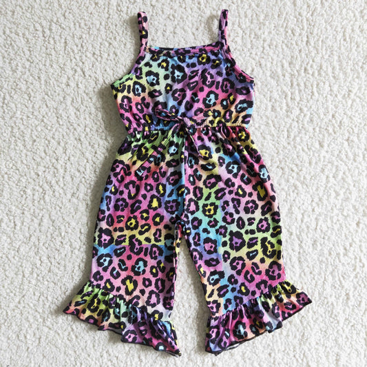 (Promotion)A7-3 Colorful Leopard Strap Baby Girls Summer Jumpsuits