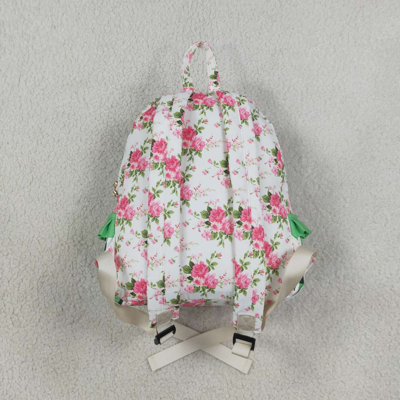 BA0218 Flowers Checkered Print Baby Kids Girls Ruffle Backpack Back Bags