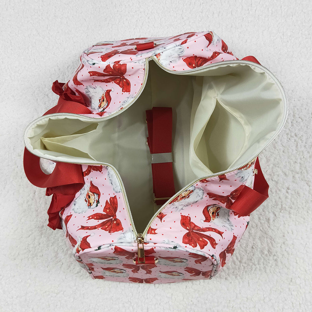 Sibling Family Mama and Girls Christmas Bows Santa Ruffle Fur Sleeve Pajamas Clothes Set Dress Rompers