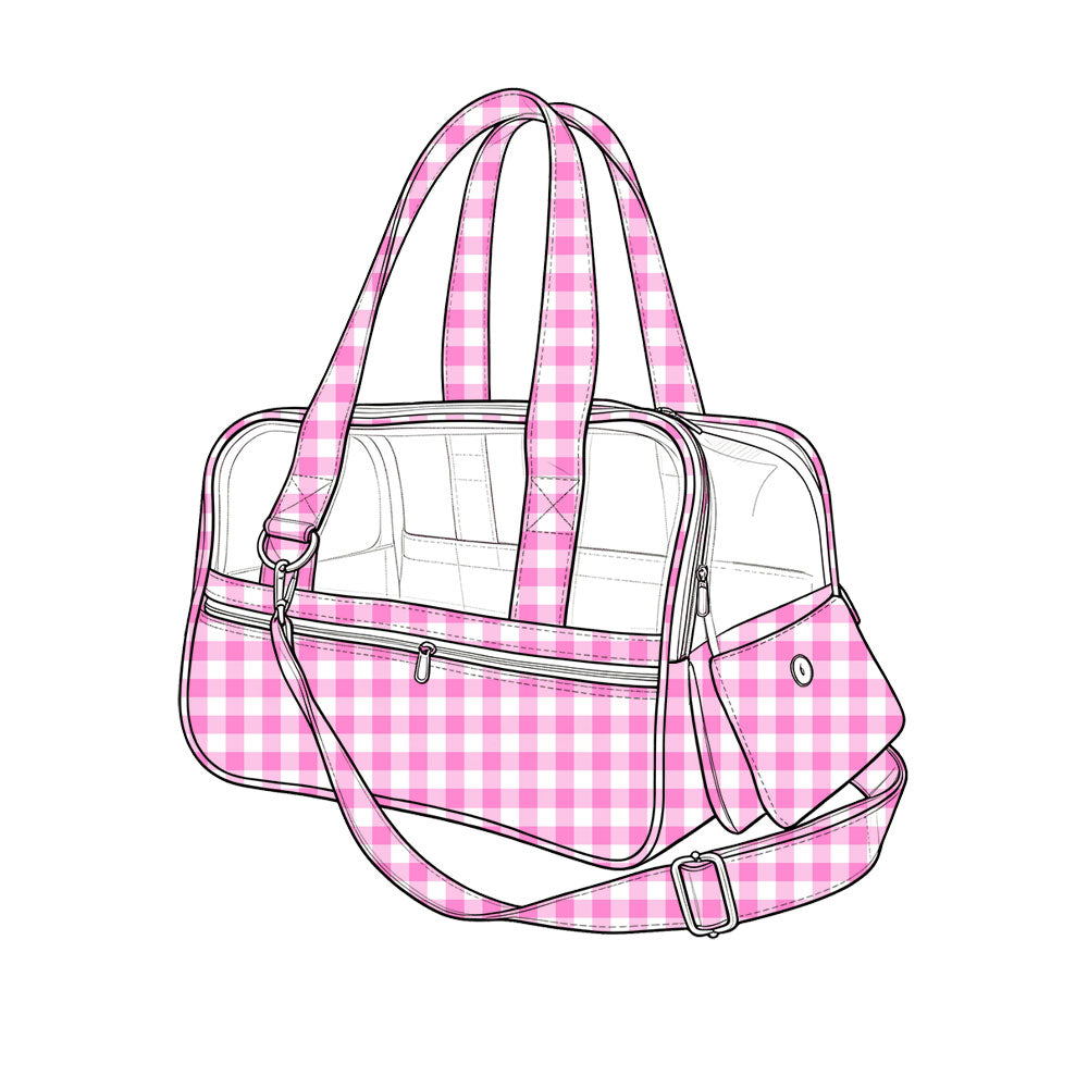 7.13 BA0401 Preorder Girls Pink Checkerd Pet Carrier Bags