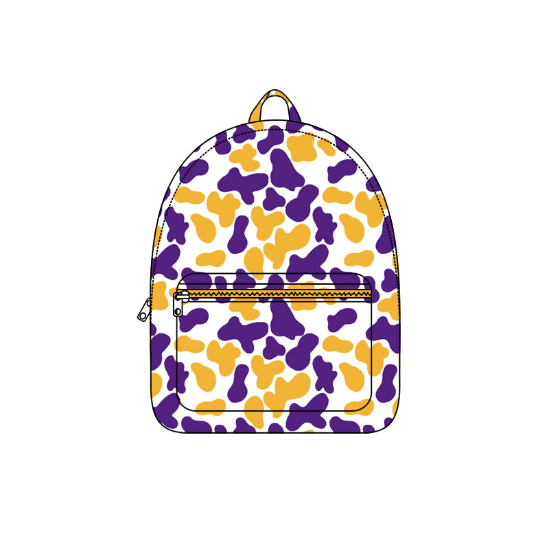 8.5 BA0412 Preorder Teams Yellow Purple Camo Print Kids Backpack