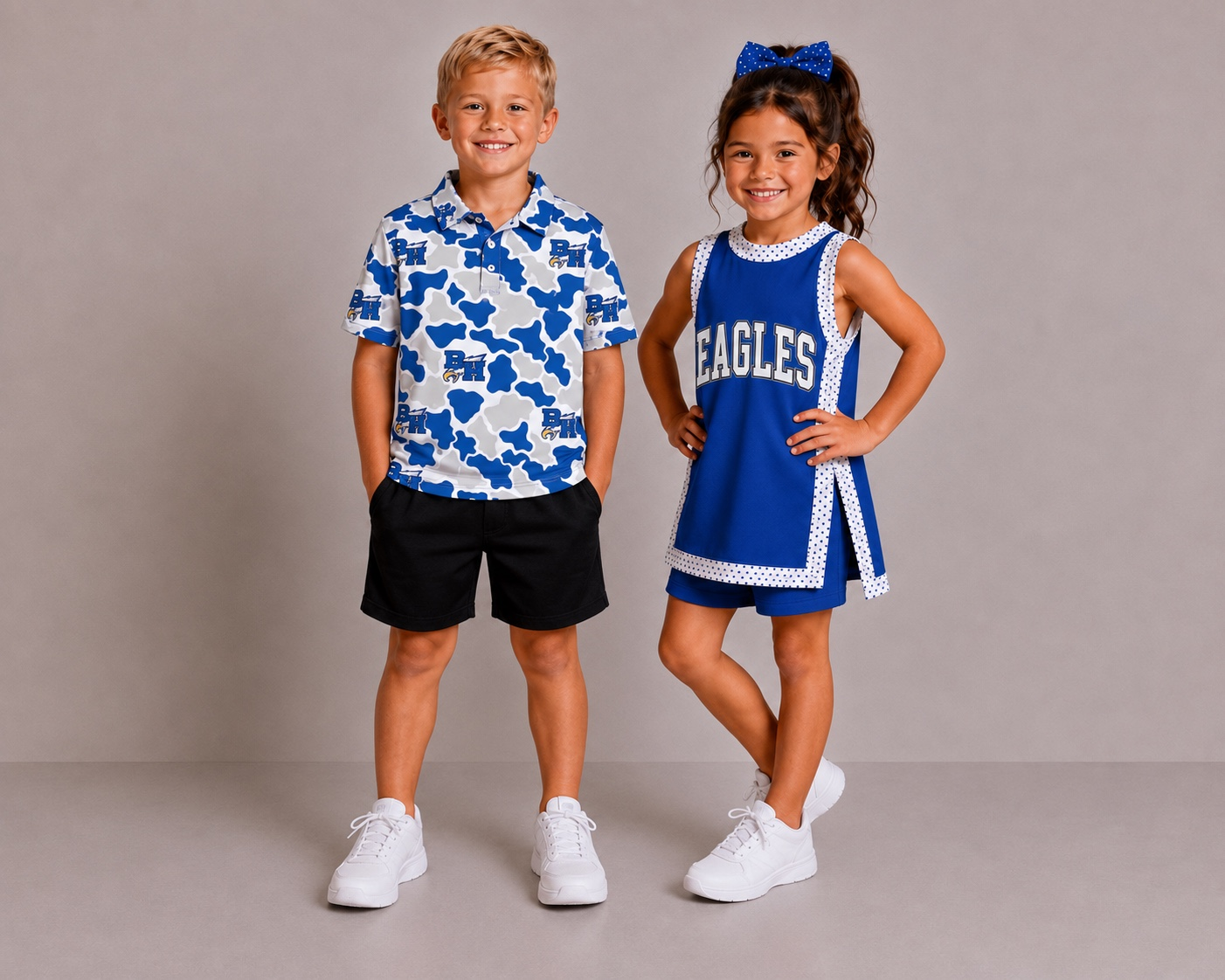 (Custom Design Preorder MOQ 5) Teams BH Eagles Camo Print Boys Girls & Man Clothes Family Matching Wear