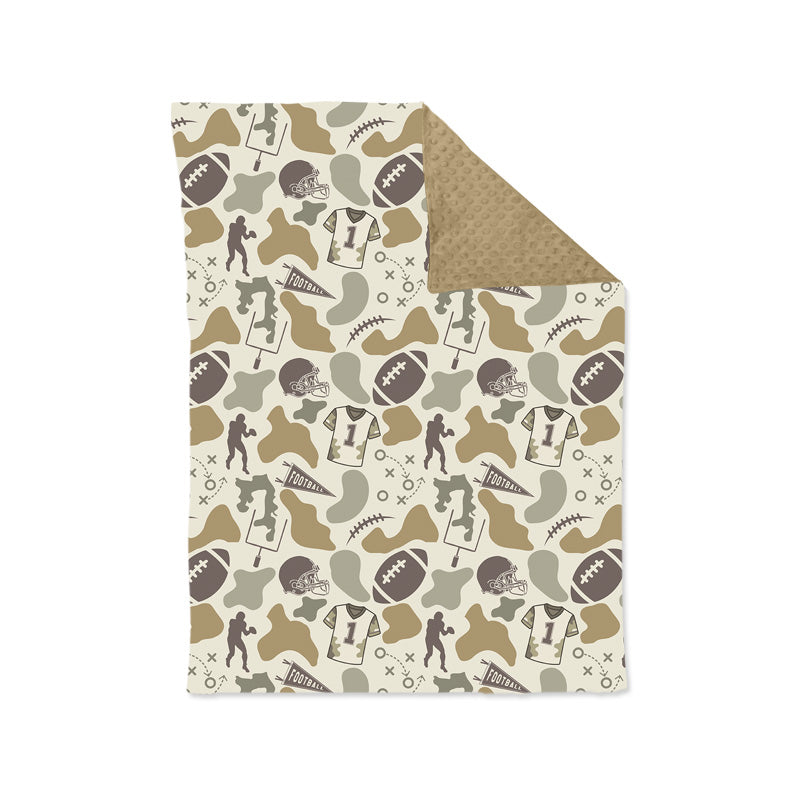 7.13 BL0250 Preorder Camo Football Cheer Baby Boys Blanket