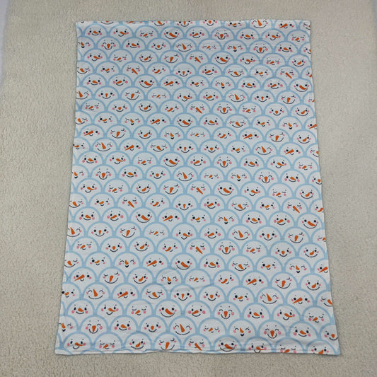 BL0267 Snowman Smiling Blue Print Baby Christmas Blanket