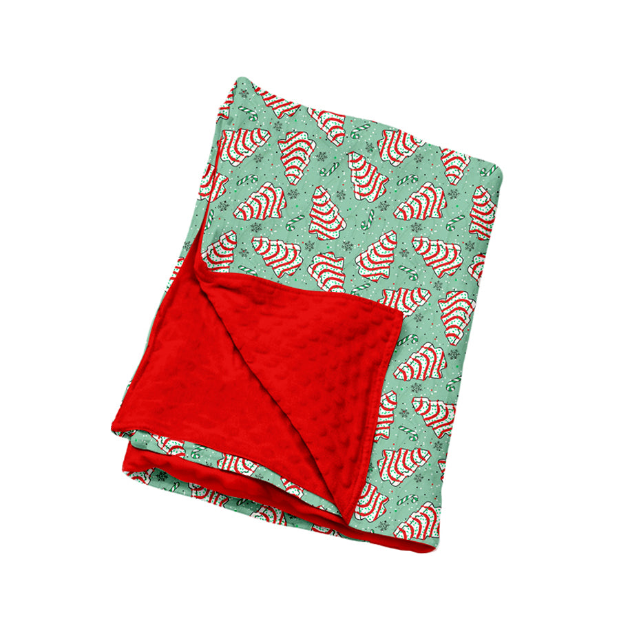 7.30 Preorder Christmas Tree Cake Print Baby Girls Red Blanket
