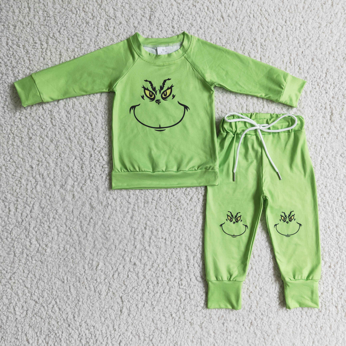BLP0111 Green Frog Smiling Print Boys Christmas Clothes Set