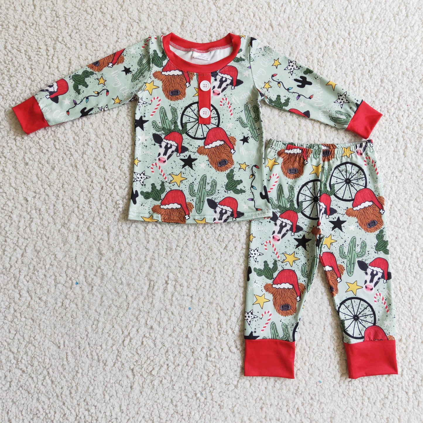 Boys Christmas Highland cow print pajamas BLP0131