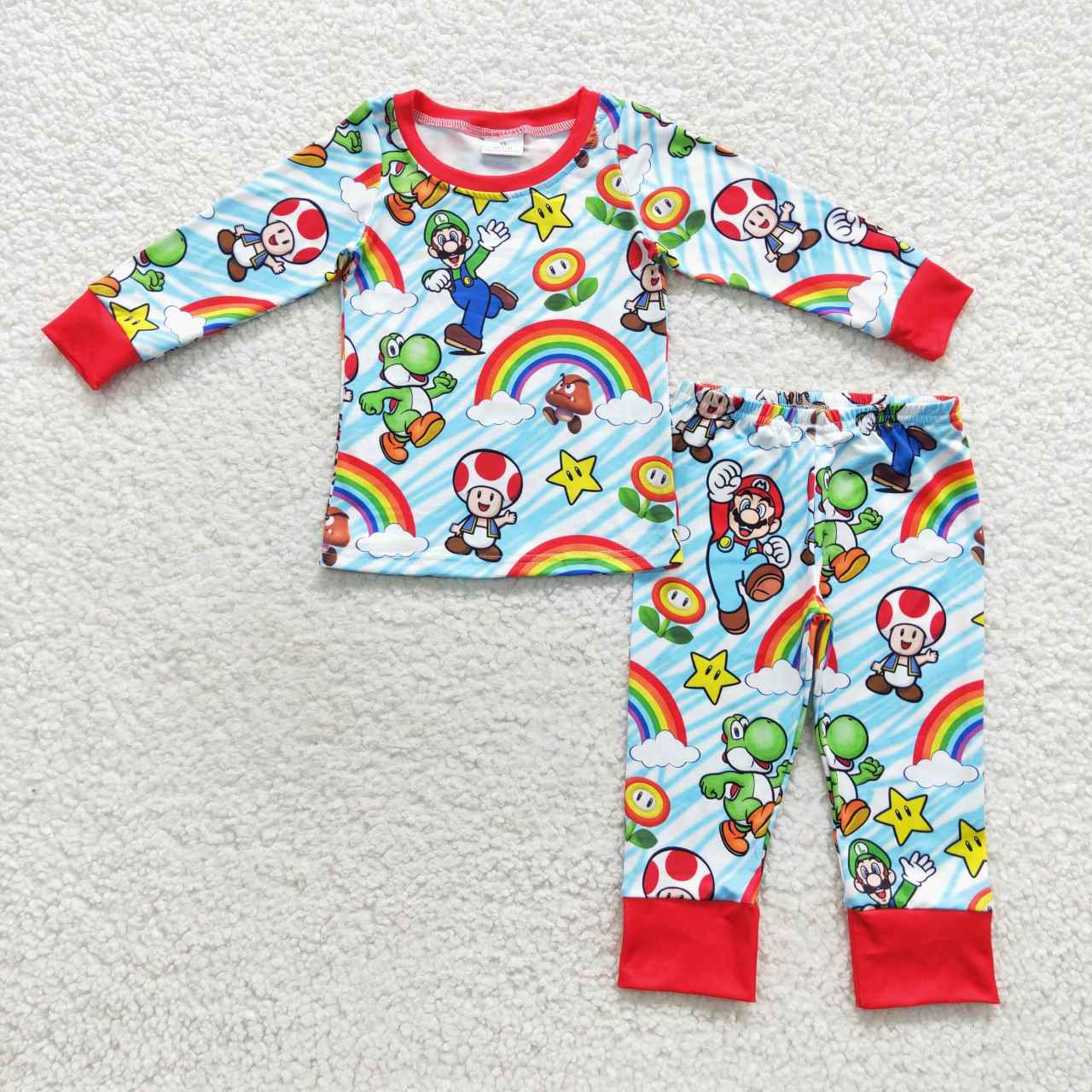 BLP0275 Cartoon Games Rainbow Print Boys Pajamas Clothes Set