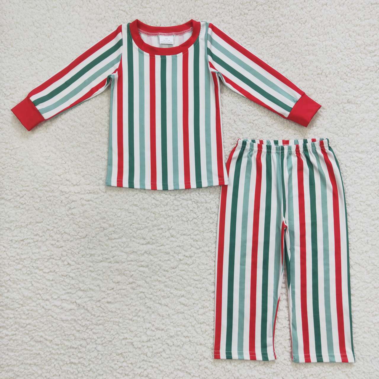 BLP0361 Stripes Print Boys Christmas Pajamas Clothes Set