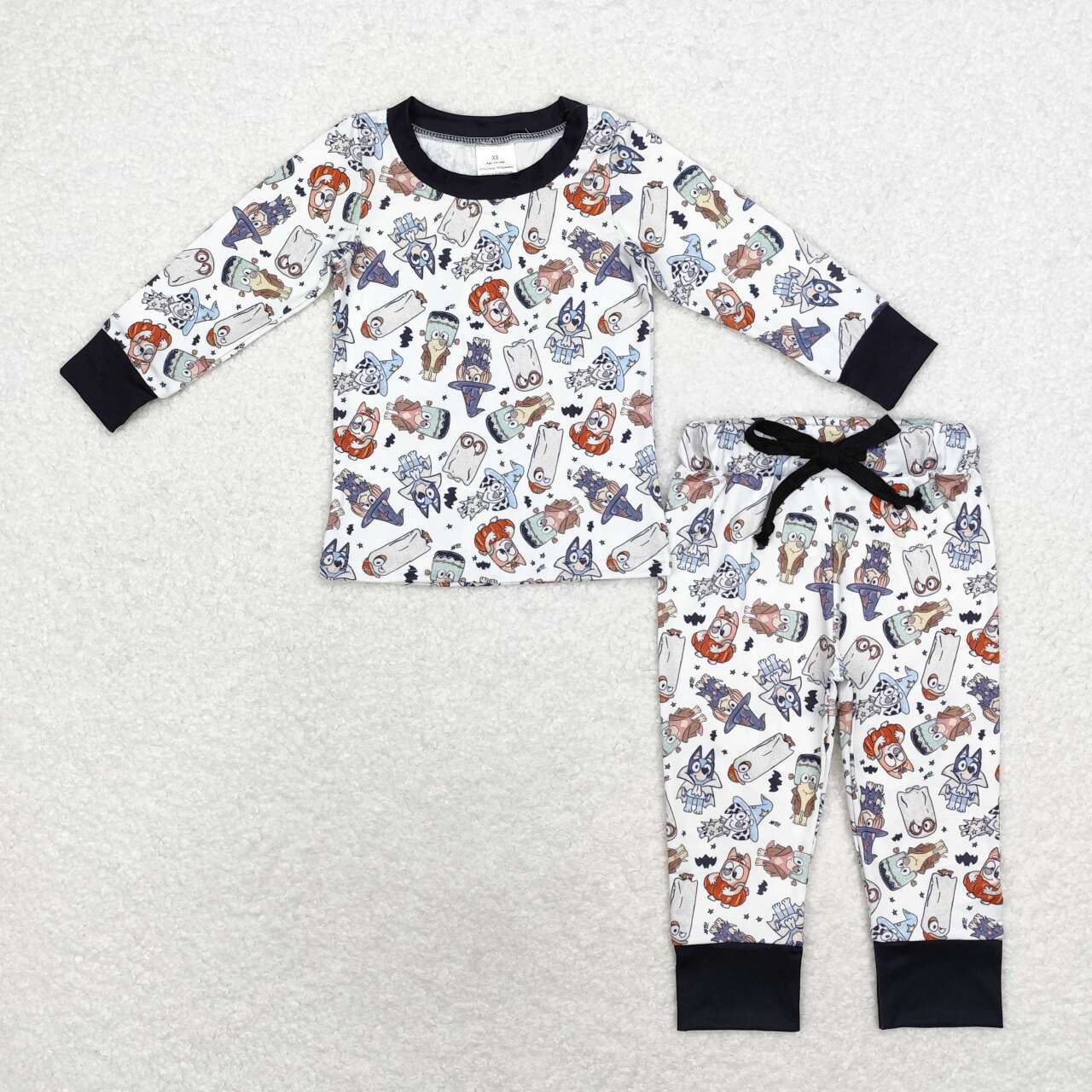 BLP0720 Cartoon Dog Bat Print Boys Halloween Pajamas Clothes Set