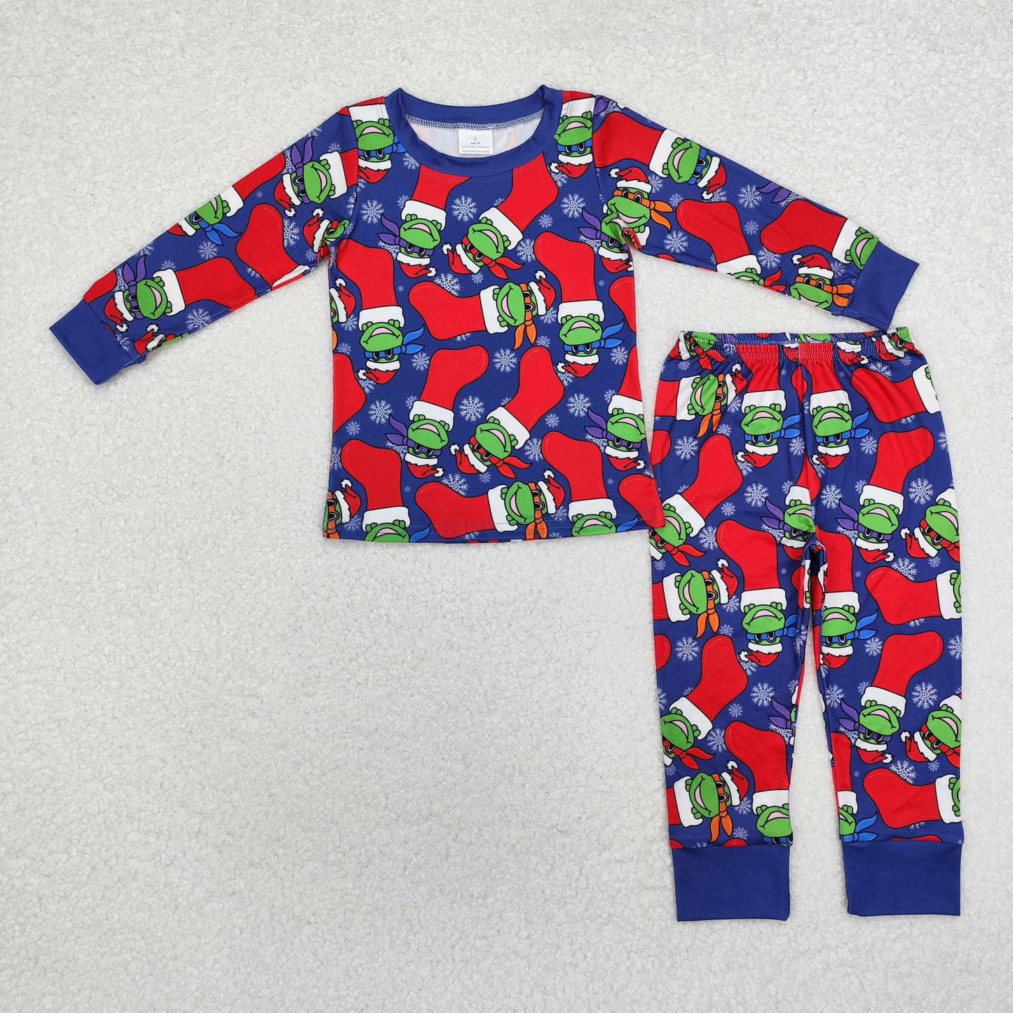 BLP0870 Cartoon Frog Print Boys Christmas Pajamas Clothes Set